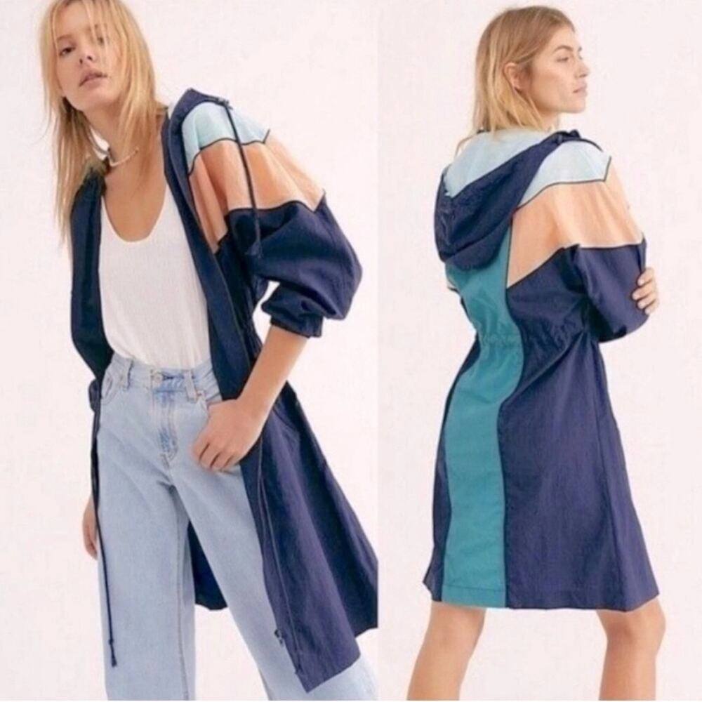 Free People Color Block Windbreaker Jacket